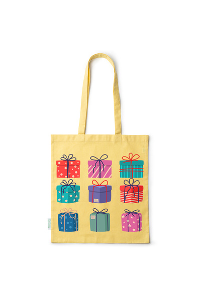 Intelli ®   Οικολογική βαμβακερή τσάντα αγορών με μακριά χερούλια, Χριστουγεν...