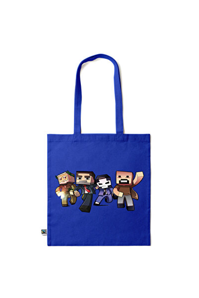 Intelli ®   Οικολογική βαμβακερή τσάντα αγορών με μακριά χερούλια, Minecraft,...