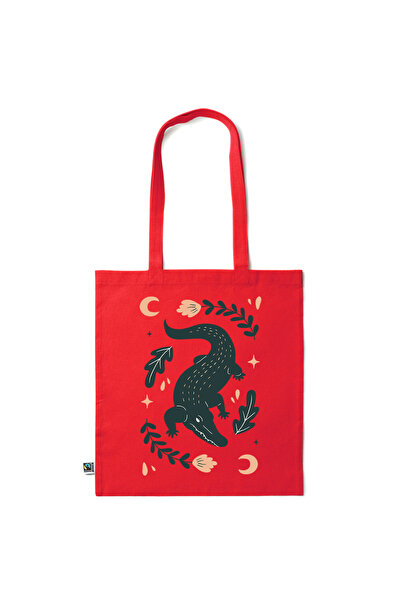 Intelli ®   Οικολογική βαμβακερή τσάντα αγορών με μακριά χερούλια, Κροκόδειλο...