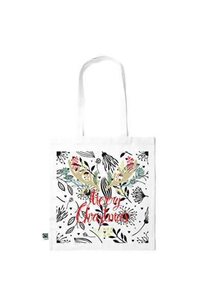 Intelli ® Eco-friendly Cotton shopping bag with long handles, Merry Christmas...