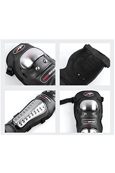 PRO Knee and Elbow Protection Kit 4 Piece Stainless Steel Pads Guards Crash Shockproof Gear for Moto