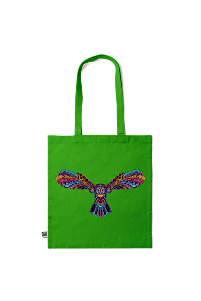 Intelli ® Eco-friendly Cotton shopping bag with long handles, Owl, 38×42cm