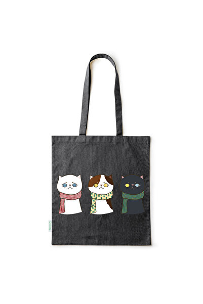 Intelli ®   Οικολογική βαμβακερή τσάντα αγορών με μακριά χερούλια, Γατάκια, 3...