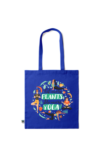 Intelli ®   Οικολογική βαμβακερή τσάντα αγορών με μακριές λαβές, Φάτε περισσό...