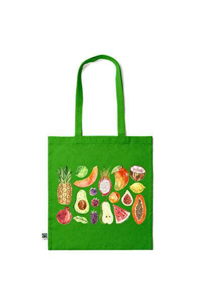 Intelli ®   Οικολογική βαμβακερή τσάντα για ψώνια με μακριά χερούλια, Φρούτα,...