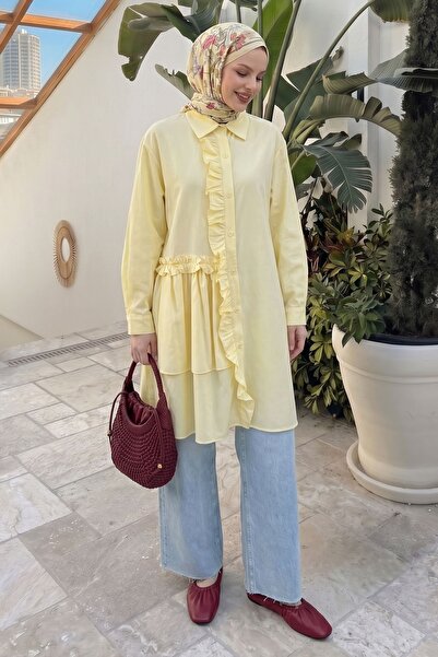 InStyle Κίτρινο τουνίκ με βολάν και πατιλέτες