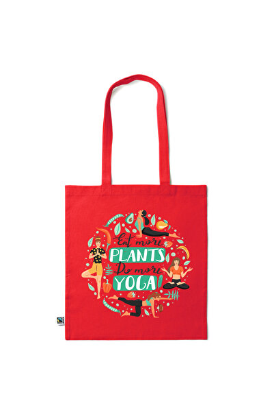 Intelli ®   Οικολογική βαμβακερή τσάντα αγορών με μακριές λαβές, Φάτε περισσό...