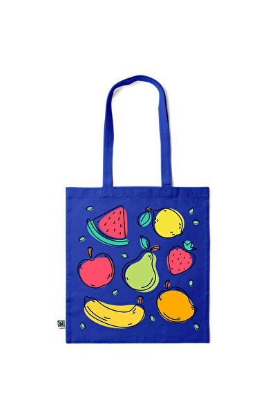 Intelli ®   Οικολογική βαμβακερή τσάντα για ψώνια με μακριά χερούλια, Φρούτα,...