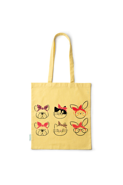 Intelli ®   Οικολογική βαμβακερή τσάντα αγορών με μακριά χερούλια, Μπουλντόγκ...