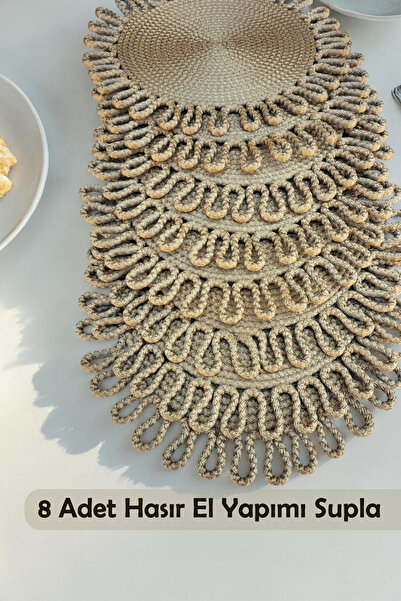 KAAN HOME Χειροποίητο πιάτο σερβιρίσματος από ψάθα γιούτας, φυσικό και πλενόμ...