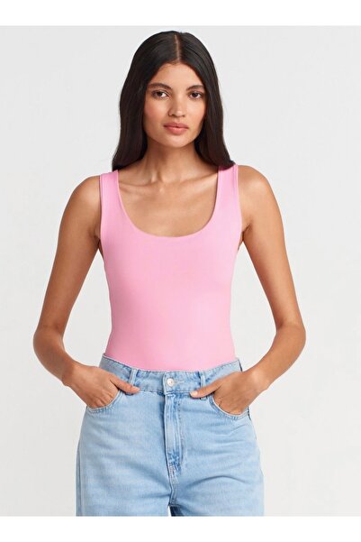 BERİ BUTİK Women's Thick Strap Basic Top-Pink