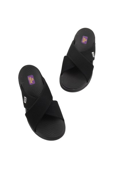 sandal spor Men's Cross Strap Sports Slippers Ss001-0598 Black
