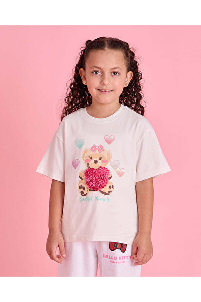 REDTAG Girls White Printed T-Shirt