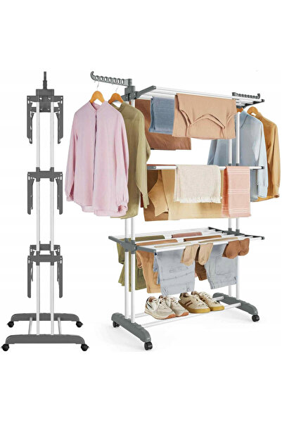 zola Κάθετη πτυσσόμενη απλώστρα ρούχων, 3 επιπέδων, με πλευρικές κρεμάστρες, ...
