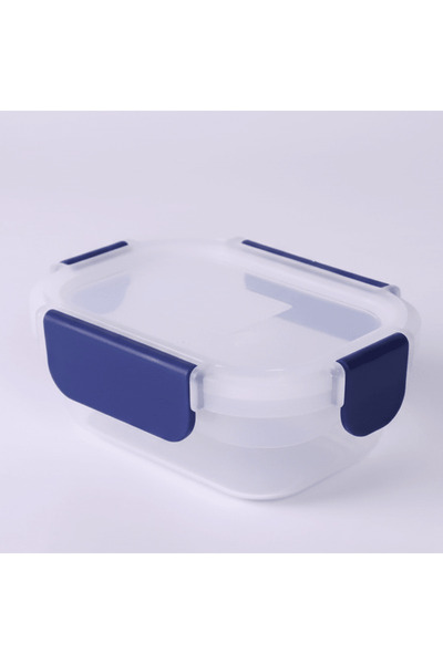AKDC Super Lock Plastic Rectangular Food Container With Lid 300 ml-Blue&Trans...