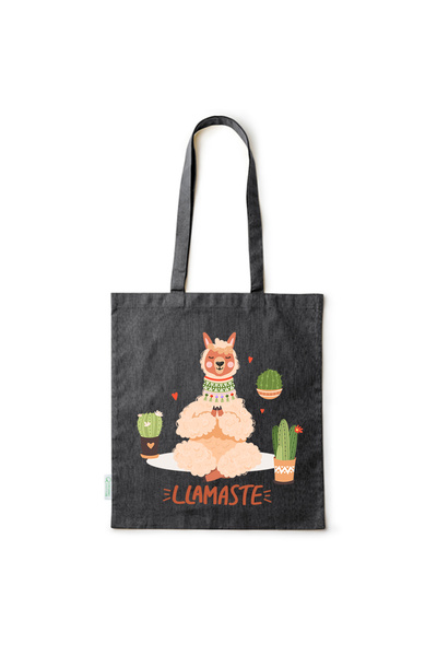 Intelli ® Eco-friendly Cotton shopping bag with long handles, Llamaste, 38×42cm
