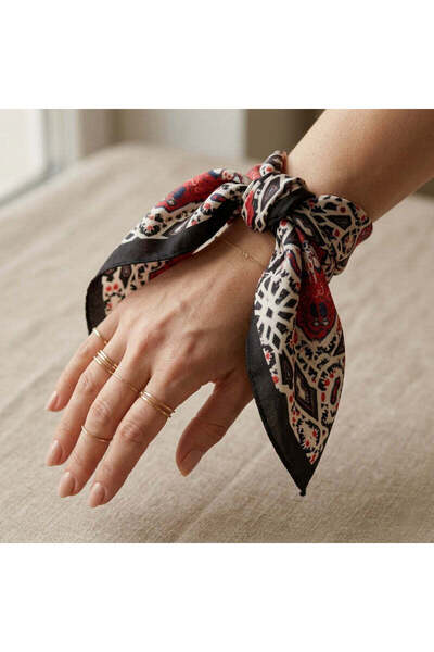 EOS Kolektif FLR-5006 Tribal Seri Kırmızı & Siyah Mini Fular
