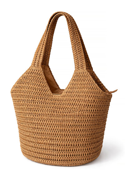 ELATAE Ψάθινη τσάντα παραλίας Γυναικεία τσάντα ώμου Καλοκαιρινή μεγάλου όγκου...