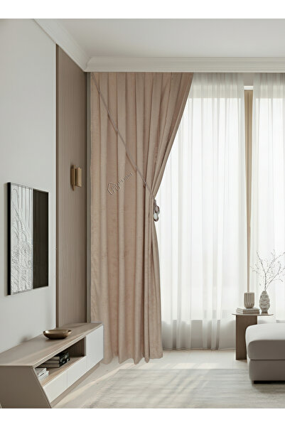cheap's home Eskitme Dokulu Mermer Desen Modern Fon Perde - Seyrek Pileli 1/2...