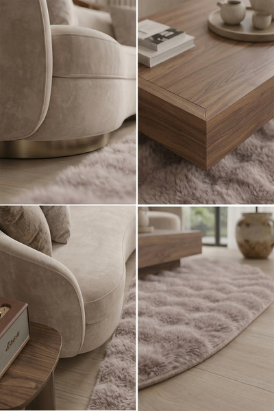 ALgorand Home Oval Peluş Halı Koyu Vizon Kaymaz Taban Yıkanabilir Yumuşak Salon Yatak Odası Halısı
