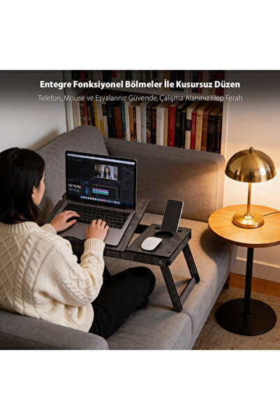 Vigo Wood Katlanır Ayaklı Çalışma Sehpası Antik-BT301A