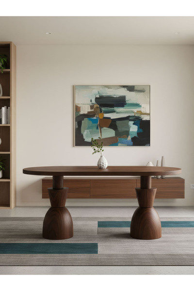 Gazzini Furniture Monera Oval Ahşap Yemek Masası 90x170