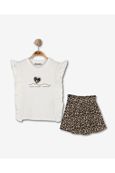ALG SET FUSTĂ LEOPARD PENTRU FETE - CU APlicații BROATE, 100% BUMBAC
