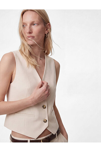 Koton Αμάνικο γιλέκο με λαιμόκοψη V και λεπτομέρεια τσέπης με κουμπιά