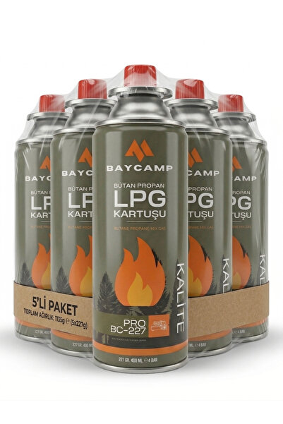 Baycamp 227GR 400 ml Butan Propan Lpg Kartuş – 5’li Paket