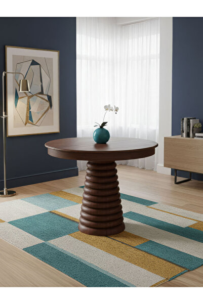 Gazzini Furniture Spirra Açılır Yuvarlak Ahşap Yemek Masası 120x120