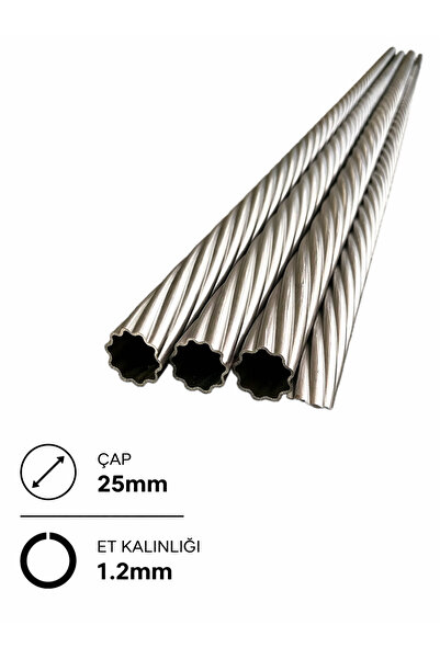 Home 25 mm Burgulu Metal Boru 1.2 mm Et Kalınlığı 2 Metre Dekoratif Profil Çe...