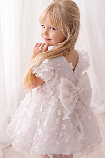 ALYRA Κοριτσίστικο 3D φόρεμα πριγκίπισσας από τούλι με πεταλούδες και φιόγκο ...