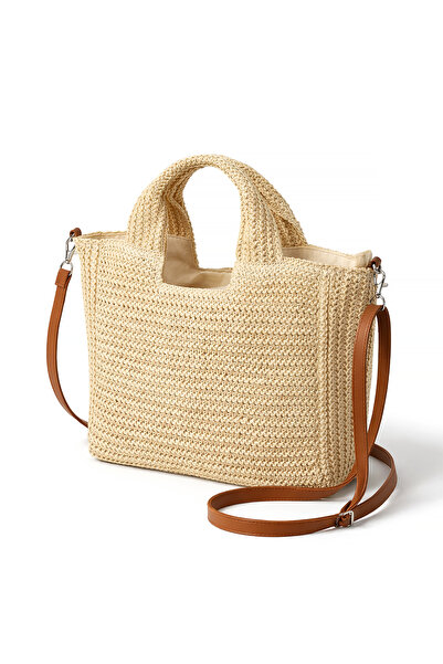 ELATAE Ψάθινη τσάντα παραλίας Γυναικεία τσάντα ώμου Καλοκαιρινή μεγάλου όγκου...