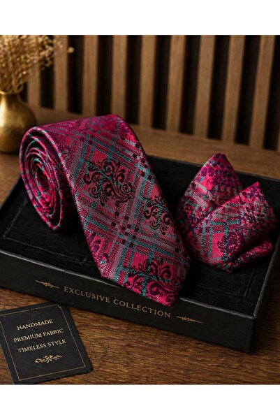 ilayda emir Ανδρικό Σετ Γραβάτας και Μαντηλιού με Σχέδια – Πολυτελές Υφαντό Ζ...