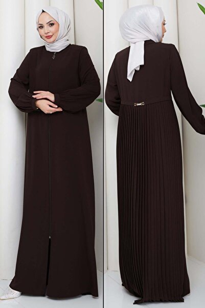 hafsamina Pleated Back Ferace Bitter Brown Hm2906