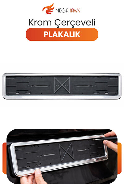 MEGAHAWK Krom Çerçeveli Plakalık Universal Araç Plaka Çerçevesi Dayanıklı Şık...