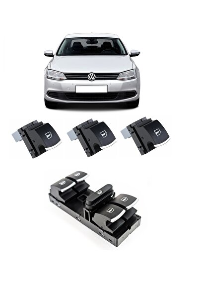 cme parts Volkswagen Vw Jetta 2011-2018 Uyumlu Cam Açma Düğme Takımı Krom Det...