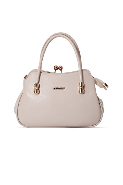 Lal Shoes & Bags Kadın Küçük Boy Üç Gözlü Gold Detaylı El Çantası 2900 STD Krem