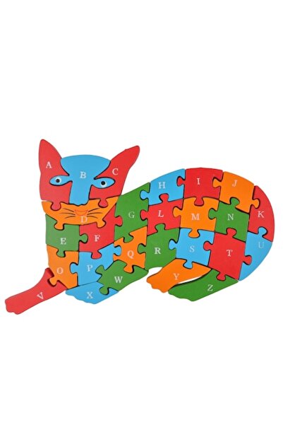 LimArt Wooden Educational Puzzle 'Alphabet Cat', 26 Pieces Multicolor