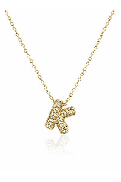 Mope Accessories Zircon Stone Steel Letter K Necklace - Adjustable Elevator D...