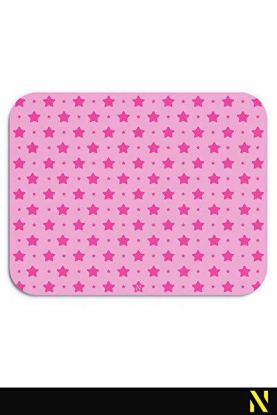 nilizma Pembe Yıldız Desenli Ergonomik Mouse Pad Kaymaz Tabanlı Ev & Ofis Kul...