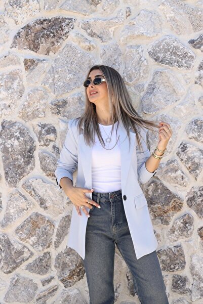 bytugcekaya Blazer albastru bebeluș cu un singur nasture