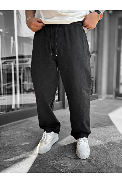 BYBASICMAN Черен изпран панталон със свободна кройка LNS-2133