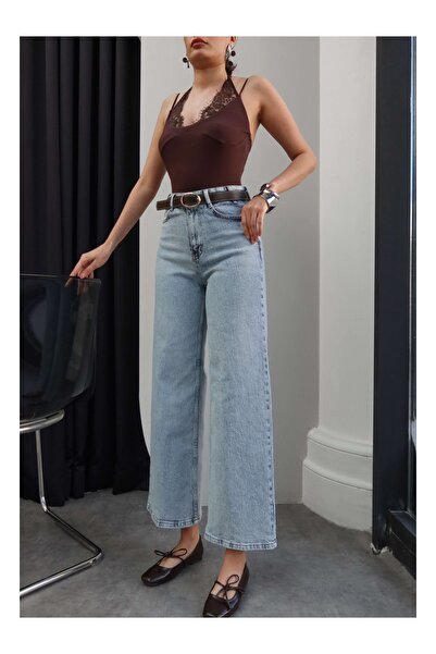 ESRAHELVACI Τζιν με φαρδιά μπατζάκια και ζώνη