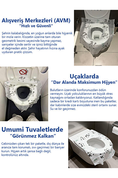 Jusso Panda Desenli Tekli Paket Hijyenik Klozet Örtüsü - 10 Adet