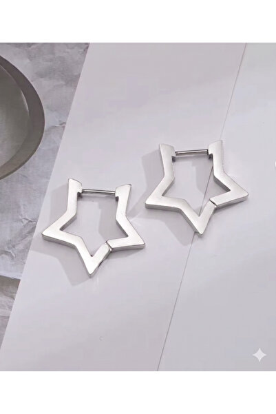 Siya Silver Kararmaz Çelik Minimal Yıldız Küpe - 1,3 cm
