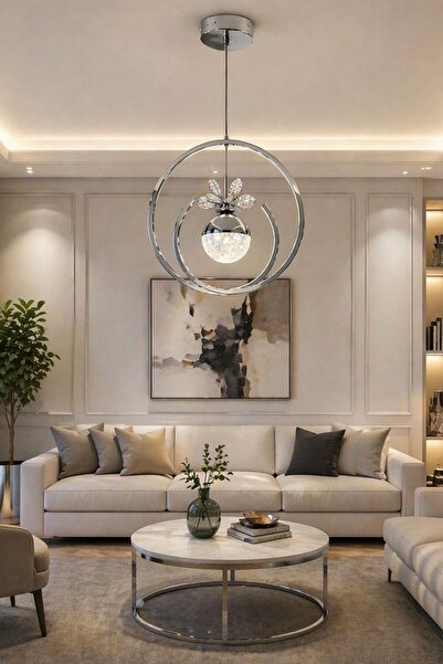 Harnelli 3 Renk Yanabilen Şeker Camlı Modern Ledli Avize