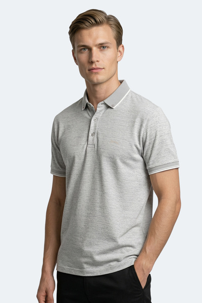 Slazenger Ανδρικό μπλουζάκι ZERU με γιακά πόλο σε γκρι χρώμα