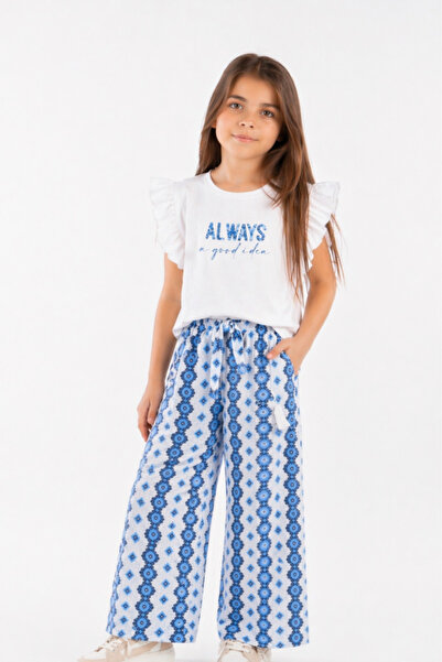 BABY SPORT Set de tricou imprimat cu mâneci cu volane și pantaloni casual cu ...