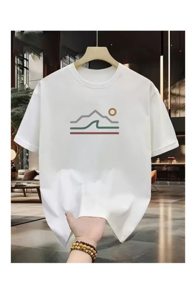 By Layina Striped Landscape Printed Unisex Oversize Tee / T-Shirt